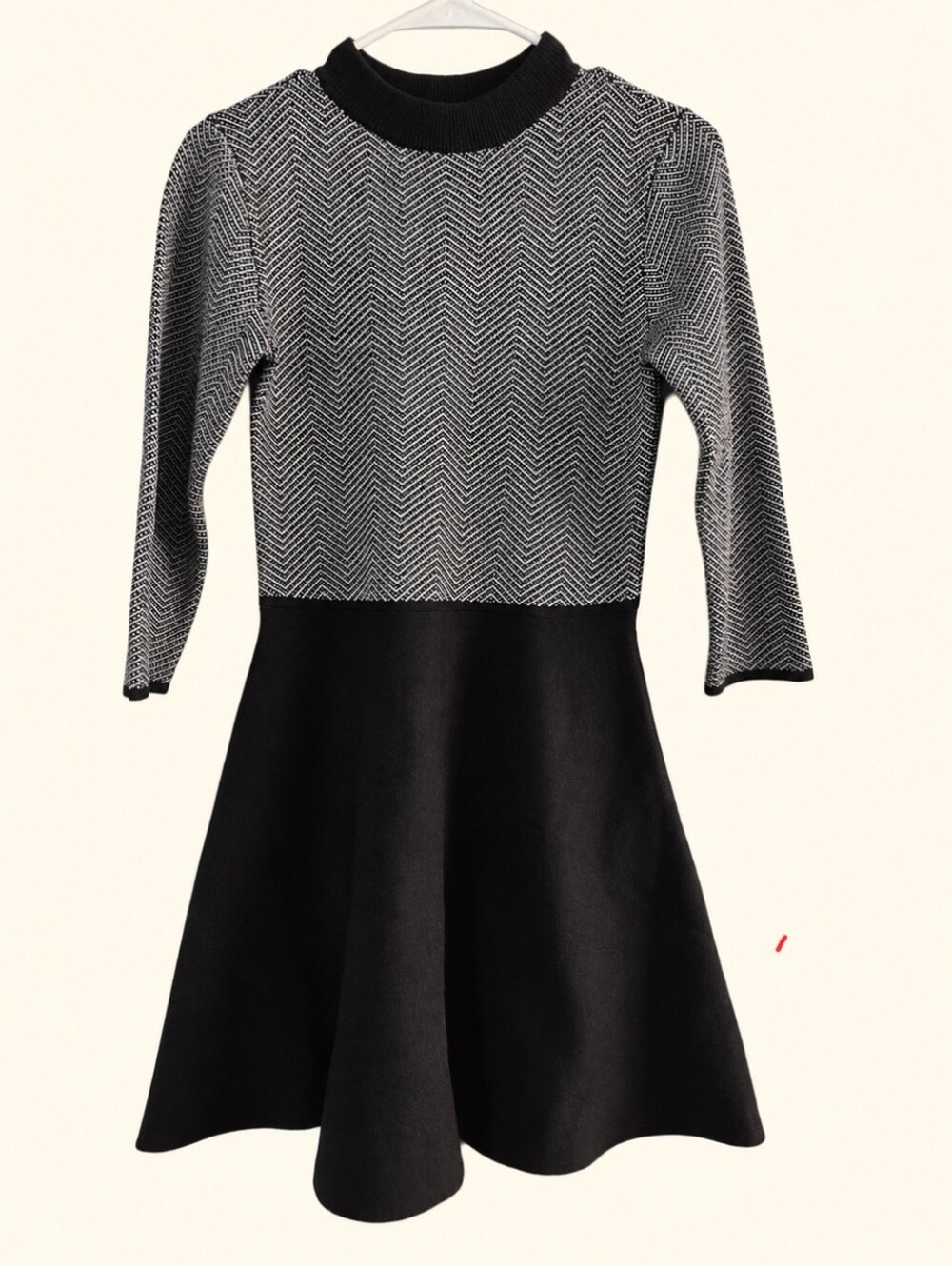 BCX Black and Heather Gray Chevron Knit Dress